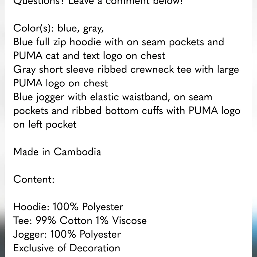 Puma Boys 3-Piece Tech Fleece Hoodie, Tee & Jogger Set, Navy/Gray XS 5/6